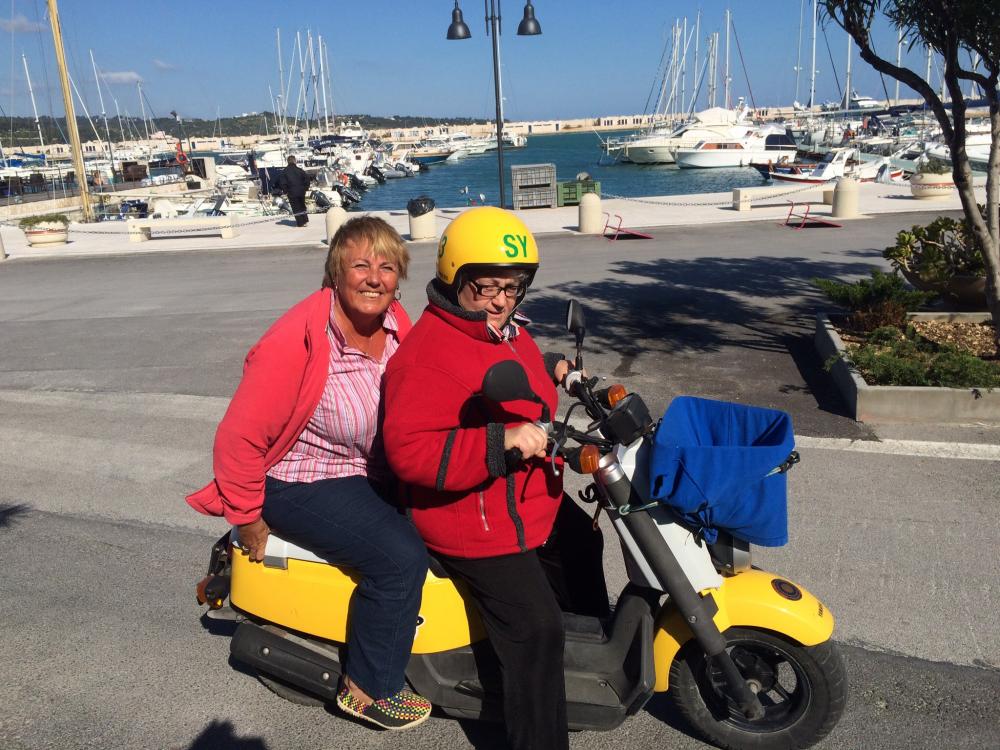 Ange is off to buy more wool with Katherine, the marina owner in Vieste